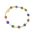 Discover the Unisex Bracelet with Multicolor Turkish Evil Eye, crafted in stunning 14k gold-fill and adorned with colorful circular charms in vibrant hues such as red, blue, green, and black. This sophisticated piece includes a Turkish Evil Eye charm for added spiritual protection.